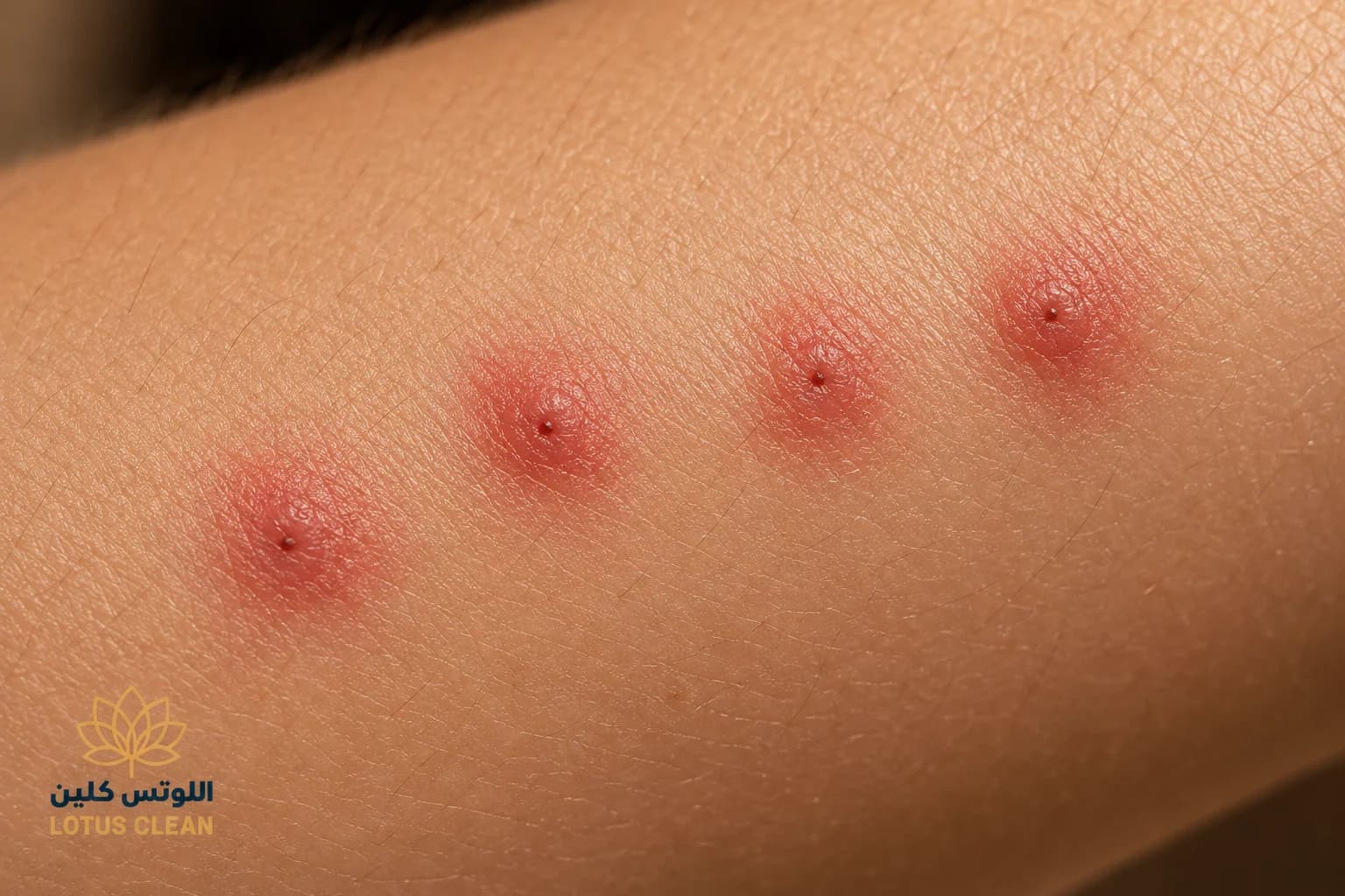 النمط الخطي لشكل قرصة بق الفراش 3 لدغات في خط مستقيم