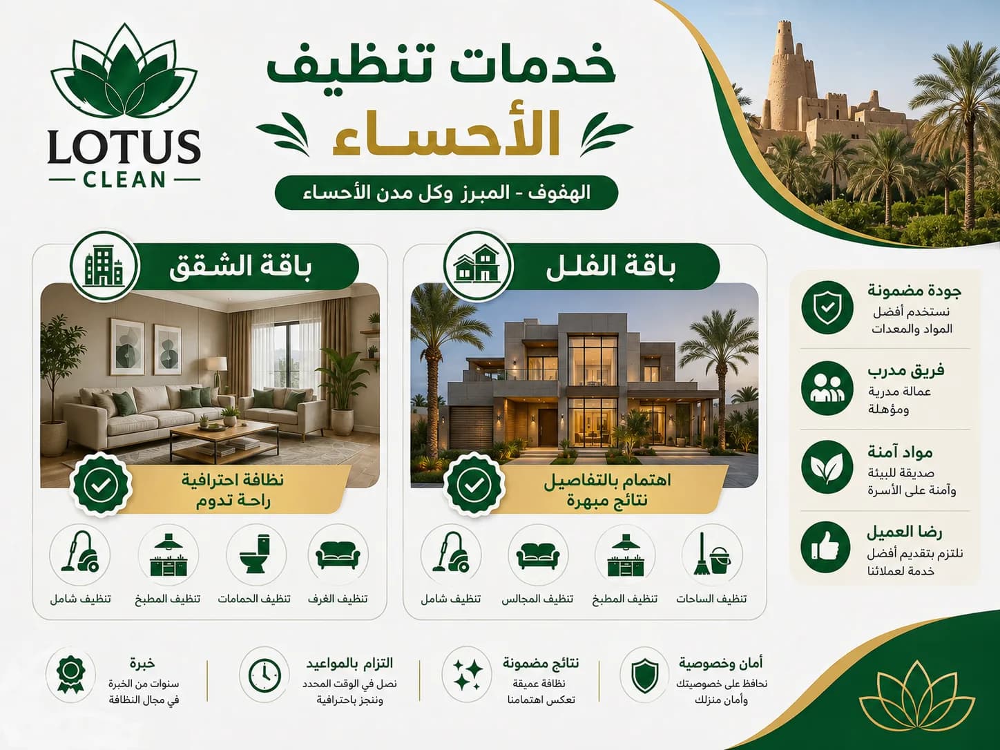 إنفوجرافيك باقات وأسعار التنظيف بالأحساء