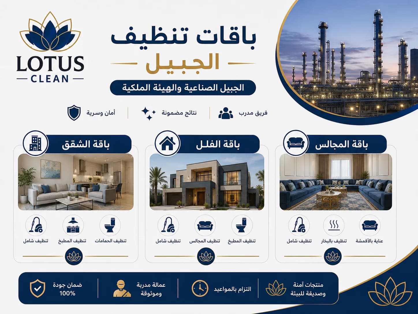 إنفوجرافيك باقات وأسعار التنظيف بالجبيل الصناعية