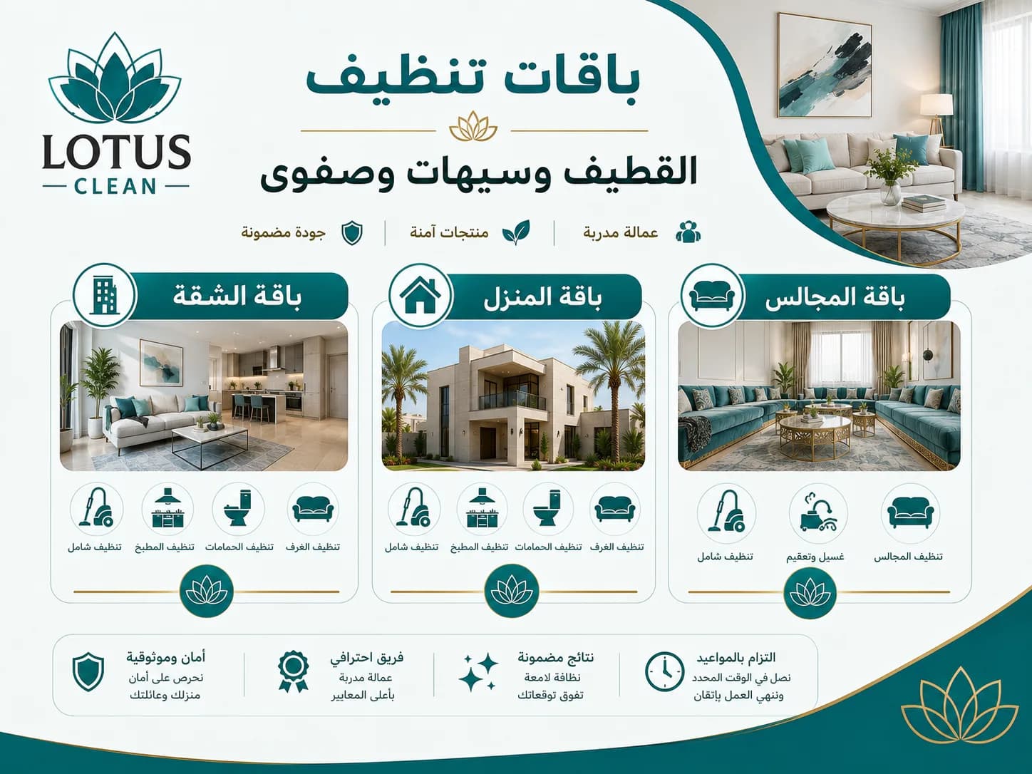 إنفوجرافيك باقات وأسعار التنظيف بالقطيف وسيهات