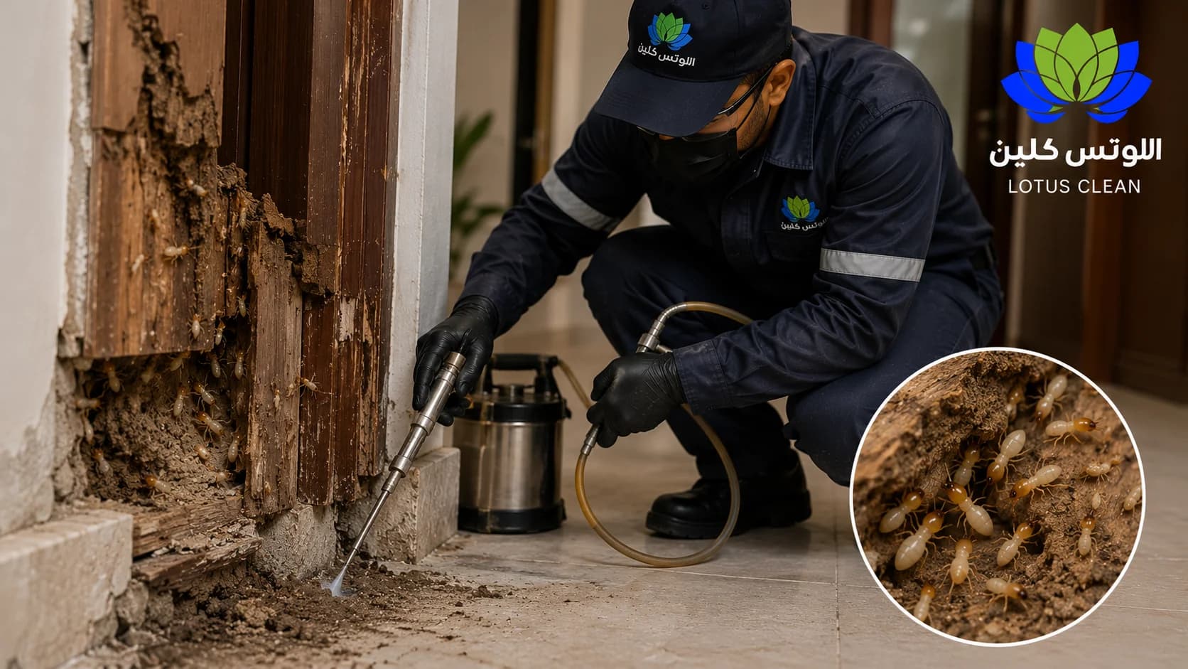 شركة مكافحة النمل الأبيض بجدة ورش الدفان - بضمان اللوتس كلين 25 سنة