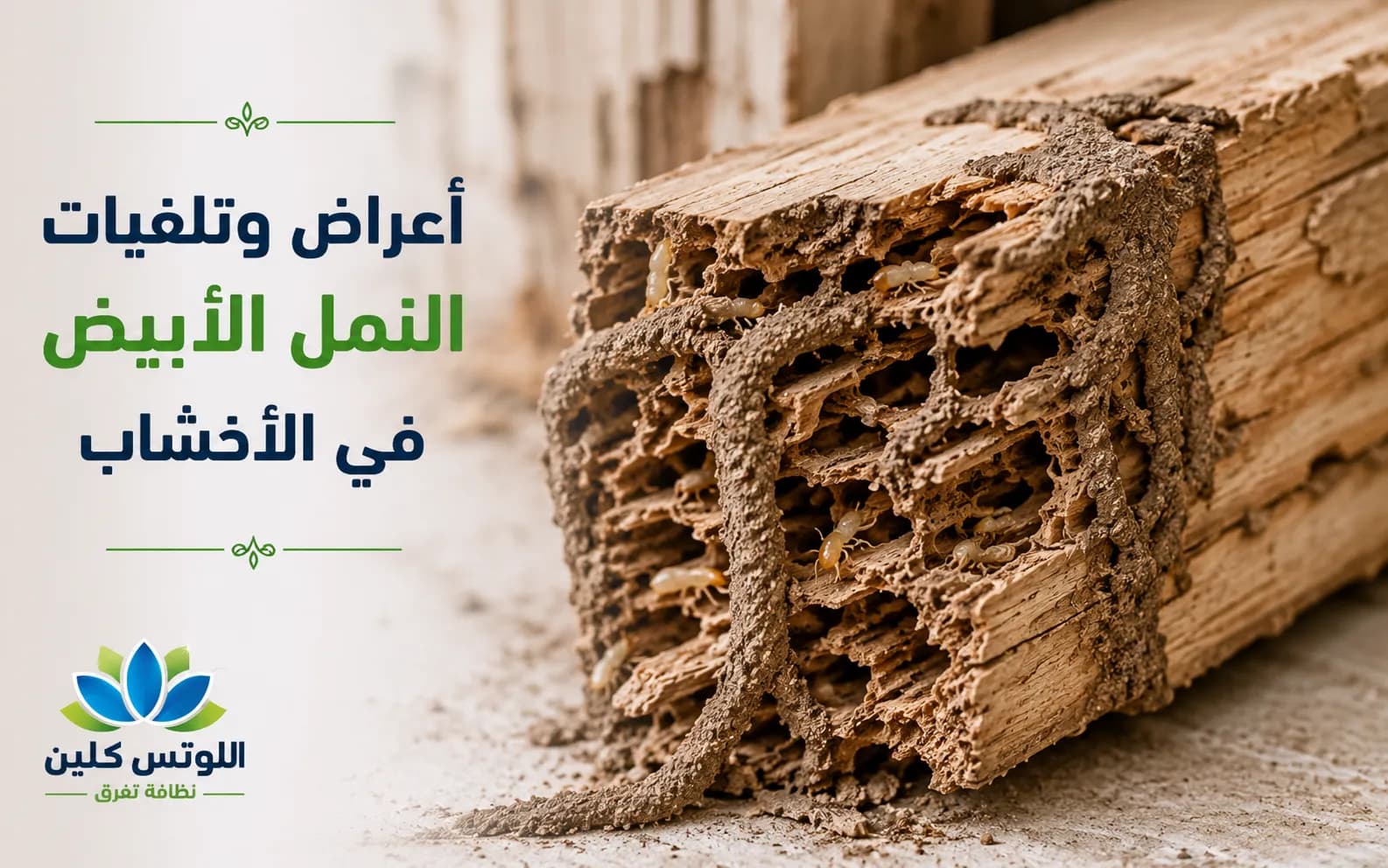 أعراض وتلفيات النمل الأبيض في الأخشاب - اللوتس كلين بجدة