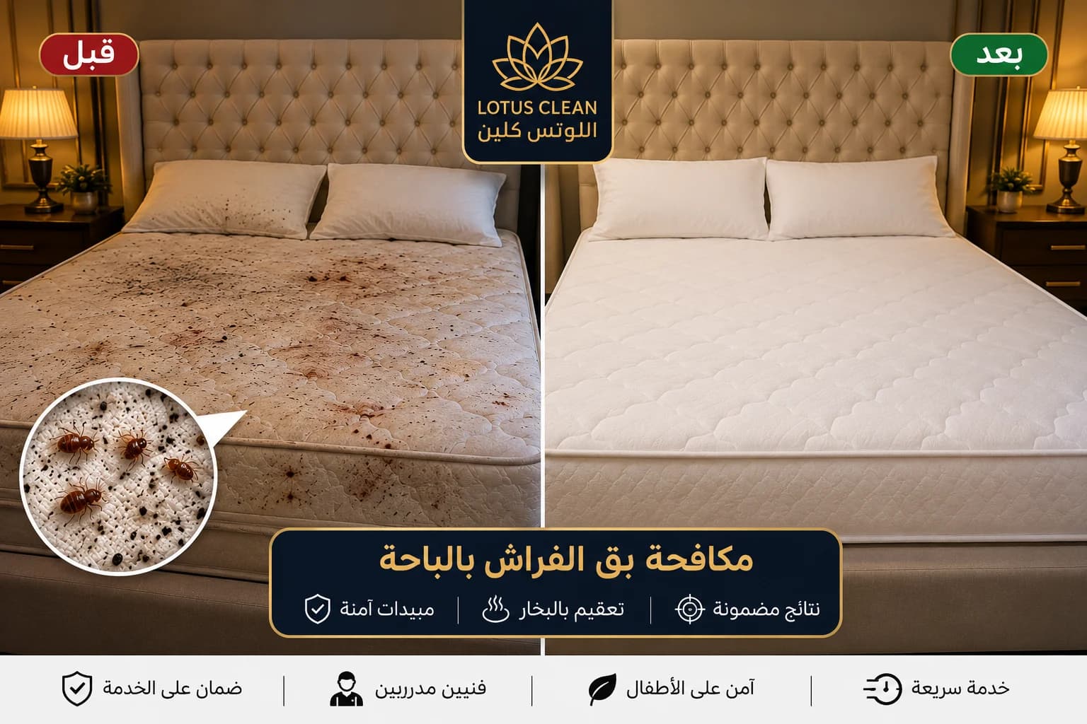 أفضل شركة مكافحة بق الفراش بالباحة والمخواة - رش مبيدات آمنة بضمان 6 شهور