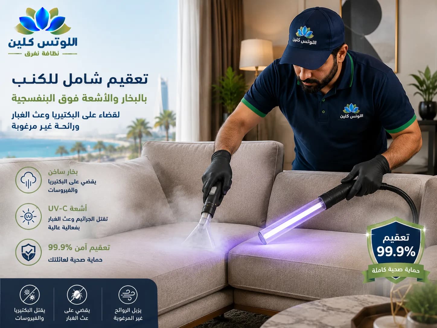 تعقيم بالبخار رذاذ ناعم داخل المنزل