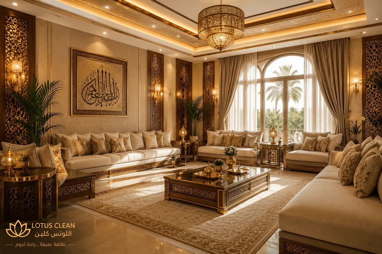 عامل من اللوتس كلين يقوم بالتنظيف بالبخار داخل مجلس فاخر