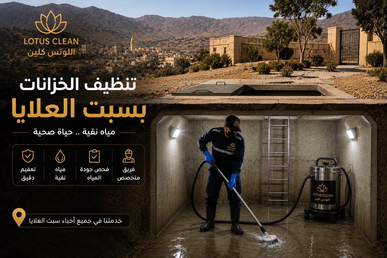 تنظيف الخزانات في سبت العلايا وتعقيمها