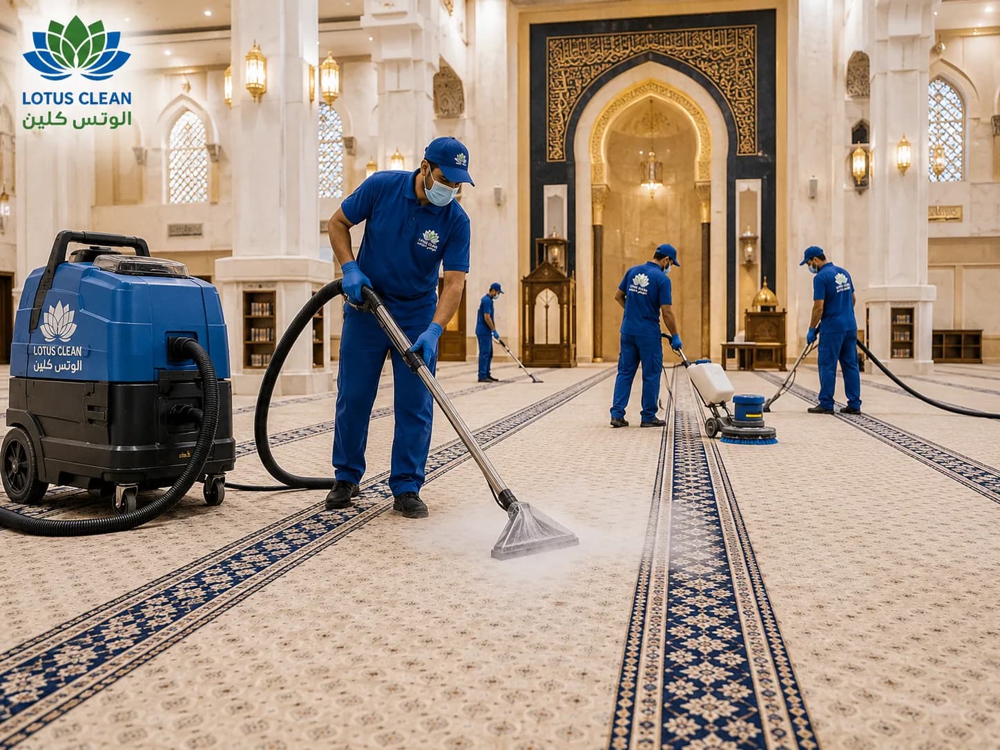 غسيل وتنظيف موكيت المساجد والقاعات بالبخار بجدة