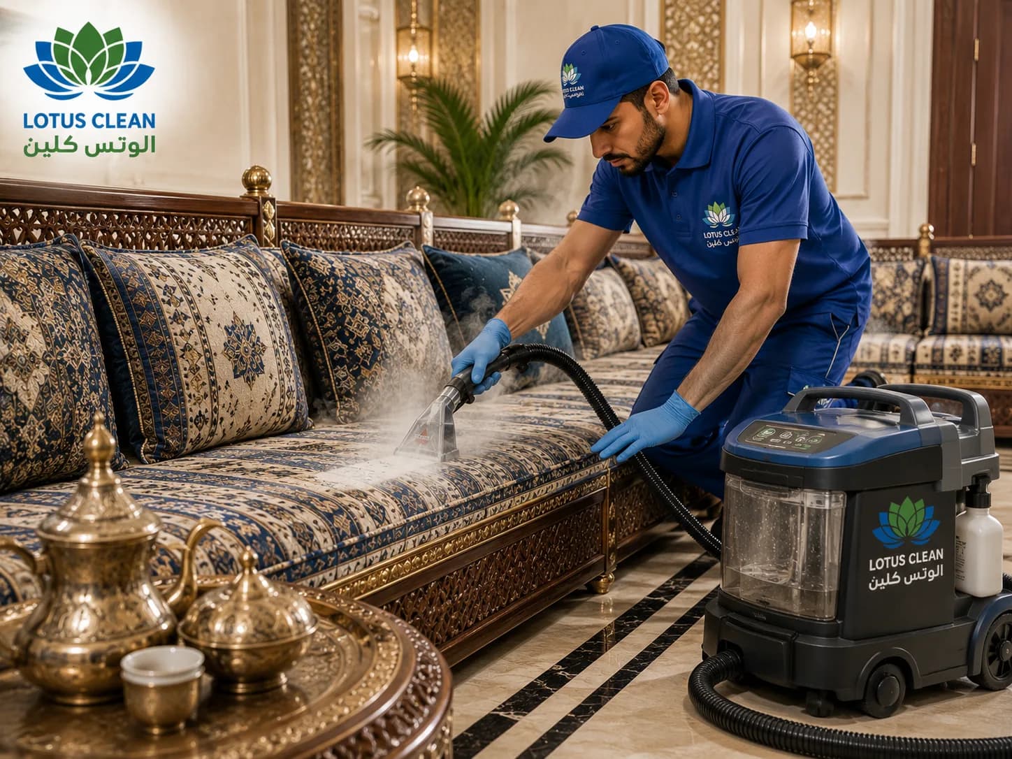 غسيل الجلسات الأرضية والتراثية بالبخار بجدة