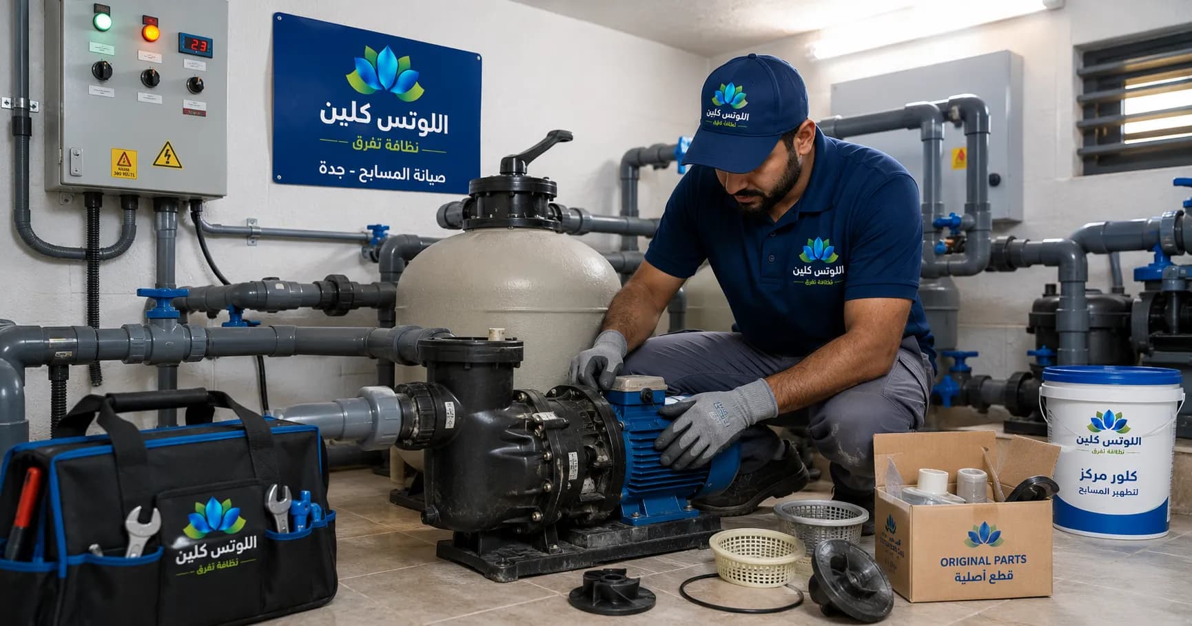 شركة صيانة مسابح بجدة - كشف تسربات وتغيير فلاتر ومضخات
