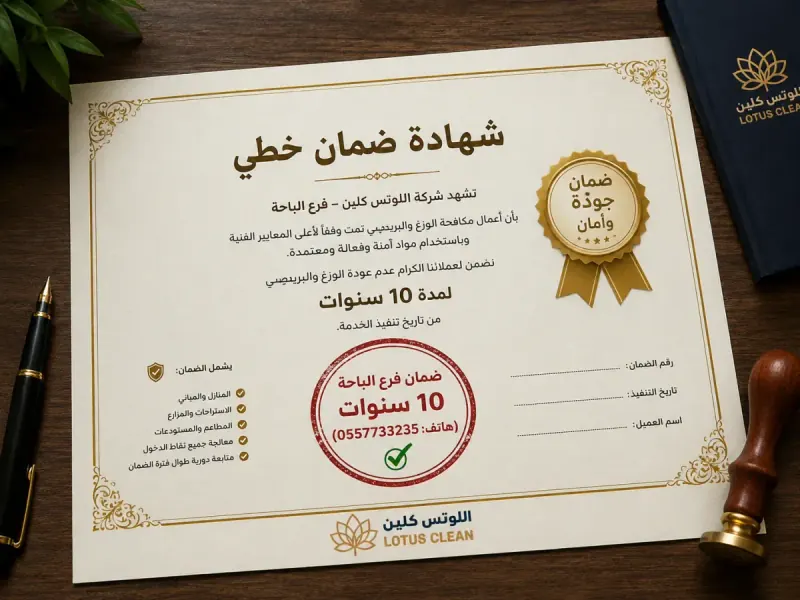 ضمان فرع الباحة 10 سنوات